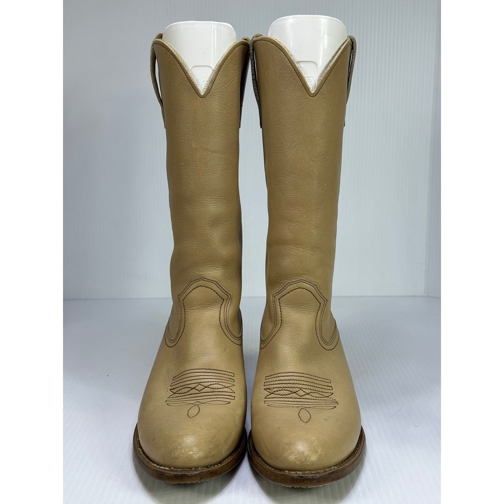 Justin Vintage Tan Leather Western Cowboy Boots Made in USA 4085 Mens 7.5 B
